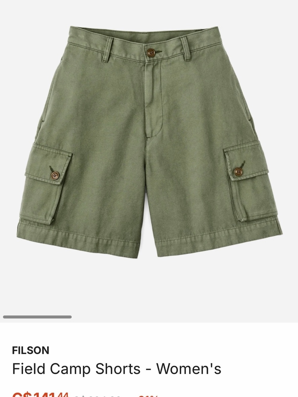 Filson Olive Green Men's Cargo Shorts